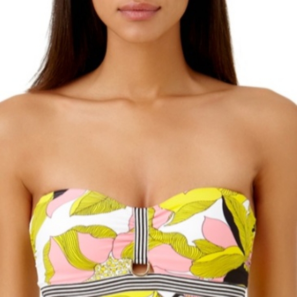 Stutio Anne Cole Ringer Fem Floral Bandeau Bikini Top - Picture 1 of 8